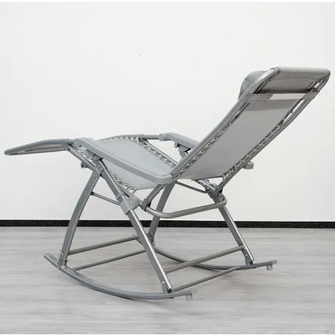 Berceuse Chaise Longue Berçante De AMANKA | Transat à Bascule De Jardin | Rocking Chair Pliable Et Inclinable | Avec Repose-pieds Et Dossier Réglable | En Acier Env 178x70cm | Poids Supporté Max 100 Kg | Gris - Grau 3 Berceuse Chaise Longue Berçante De AMANKA | Transat à Bascule De Jardin | Rocking Chair Pliable Et Inclinable | Avec Repose-pieds Et Dossier Réglable | En Acier Env 178x70cm | Poids Supporté Max 100 Kg | Gris - Grau – Image 3