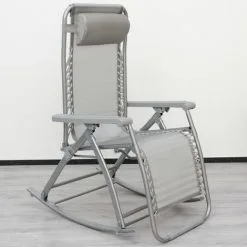 Berceuse Chaise Longue Berçante De AMANKA | Transat à Bascule De Jardin | Rocking Chair Pliable Et Inclinable | Avec Repose-pieds Et Dossier Réglable | En Acier Env 178x70cm | Poids Supporté Max 100 Kg | Gris - Grau 8 Berceuse Chaise Longue Berçante De AMANKA | Transat à Bascule De Jardin | Rocking Chair Pliable Et Inclinable | Avec Repose-pieds Et Dossier Réglable | En Acier Env 178x70cm | Poids Supporté Max 100 Kg | Gris - Grau -AMANKA Soldes Boutique 10977915 4