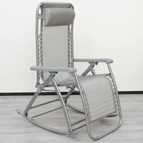 Berceuse Chaise Longue Berçante De AMANKA | Transat à Bascule De Jardin | Rocking Chair Pliable Et Inclinable | Avec Repose-pieds Et Dossier Réglable | En Acier Env 178x70cm | Poids Supporté Max 100 Kg | Gris - Grau 4 Berceuse Chaise Longue Berçante De AMANKA | Transat à Bascule De Jardin | Rocking Chair Pliable Et Inclinable | Avec Repose-pieds Et Dossier Réglable | En Acier Env 178x70cm | Poids Supporté Max 100 Kg | Gris - Grau – Image 4