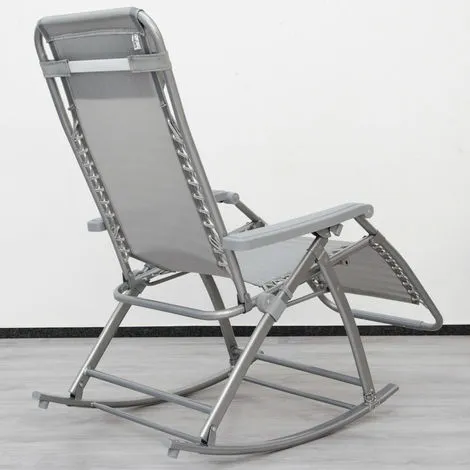 Berceuse Chaise Longue Berçante De AMANKA | Transat à Bascule De Jardin | Rocking Chair Pliable Et Inclinable | Avec Repose-pieds Et Dossier Réglable | En Acier Env 178x70cm | Poids Supporté Max 100 Kg | Gris - Grau 5 Berceuse Chaise Longue Berçante De AMANKA | Transat à Bascule De Jardin | Rocking Chair Pliable Et Inclinable | Avec Repose-pieds Et Dossier Réglable | En Acier Env 178x70cm | Poids Supporté Max 100 Kg | Gris - Grau – Image 5