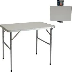 AMANKA Table De Camping Pique-nique Foire Aux Puces 80x60x70cm En Acier 3Kg Pliant Format Mallette Gris Clair - Grau