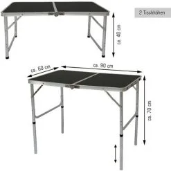 AMANKA Table De Camping Portable 3kg Pliante En Mallette Pour Pique-nique Plage Jardin 90x60cm Réglable En Hauteur En Aluminium Gris Foncé - Grau -AMANKA Soldes Boutique 10978008 5