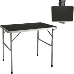 AMANKA Table De Camping Pique-nique Foire Aux Puces 80x60x70cm En Acier 3Kg Pliant Format Mallette Gris Foncé - Anthrazit