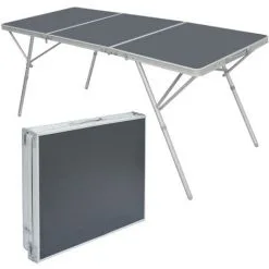AMANKA Table Pliante XXL 180x70x70cm Meuble De Camping Pique-nique Portable Stable Châssis En Alu Plateau En MDF Anthracite - Anthrazit