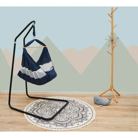 AMANKA Hamac Bébé Avec Support - 160cm Pied Balancelle - Berceau à Ressort Avec Matelas - Blau 2 AMANKA Hamac Bébé Avec Support - 160cm Pied Balancelle - Berceau à Ressort Avec Matelas - Blau – Image 2