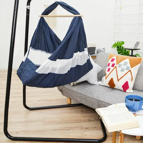 AMANKA Hamac Bébé Avec Support - 160cm Pied Balancelle - Berceau à Ressort Avec Matelas - Blau 4 AMANKA Hamac Bébé Avec Support - 160cm Pied Balancelle - Berceau à Ressort Avec Matelas - Blau – Image 4