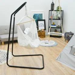 AMANKA Hamac Bébé Avec Support - 160cm Pied Balancelle - Berceau à Ressort Avec Matelas - Weiss -AMANKA Soldes Boutique 10978210 4