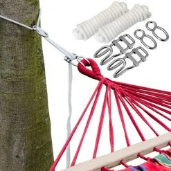 AMANKA Ensemble Pour Accrocher Votre Hamac Aux Arbres | Corde De 6 M | Poids Maximum Supporté 160 Kg | Kit Complet - Rot