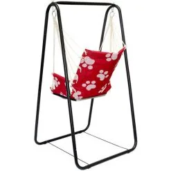 AMANKA Balançoire Complète: Chaise + Châssis En Métal | Pour Les Enfants Et Les Adultes | Avec Accoudoirs Et Dossier | En Nylon Rembourrée | Pour La Maison Et Le Jardin | Rouge Avec Empreintes De Chat - Rot 8 AMANKA Balançoire Complète: Chaise + Châssis En Métal | Pour Les Enfants Et Les Adultes | Avec Accoudoirs Et Dossier | En Nylon Rembourrée | Pour La Maison Et Le Jardin | Rouge Avec Empreintes De Chat - Rot -AMANKA Soldes Boutique 10987169 4