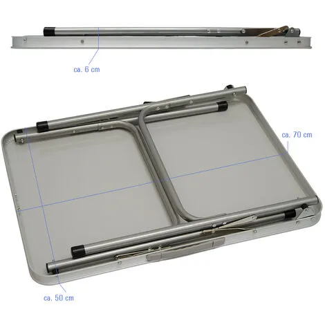 AMANKA Table De Camping Portable | Pliante En Mallette | Table De Pique-nique | Structure En Acier |env 70x50x60cm - Silber 5 AMANKA Table De Camping Portable | Pliante En Mallette | Table De Pique-nique | Structure En Acier |env 70x50x60cm - Silber – Image 5
