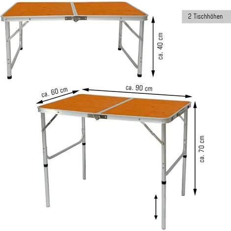AMANKA Table De Camping 90x60cm Portable En Aluminium 3kg Pliante En Mallette - Braun 2 AMANKA Table De Camping 90x60cm Portable En Aluminium 3kg Pliante En Mallette - Braun – Image 2