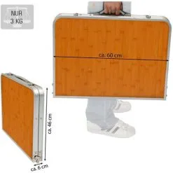 AMANKA Table De Camping 90x60cm Portable En Aluminium 3kg Pliante En Mallette - Braun 7 AMANKA Table De Camping 90x60cm Portable En Aluminium 3kg Pliante En Mallette - Braun -AMANKA Soldes Boutique 10987249 3