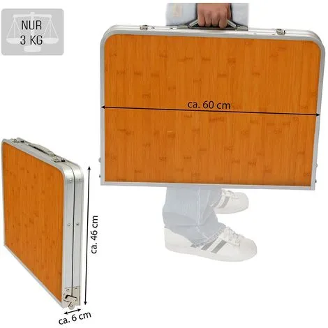 AMANKA Table De Camping 90x60cm Portable En Aluminium 3kg Pliante En Mallette - Braun 3 AMANKA Table De Camping 90x60cm Portable En Aluminium 3kg Pliante En Mallette - Braun – Image 3