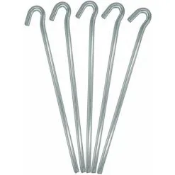 AMANKA Set 5 Piquets XL Acier Galvanisé 230x6mm Sardines En Métal Forme Triangulaire Avec Crochet Pour Tentes De Camping - Silber