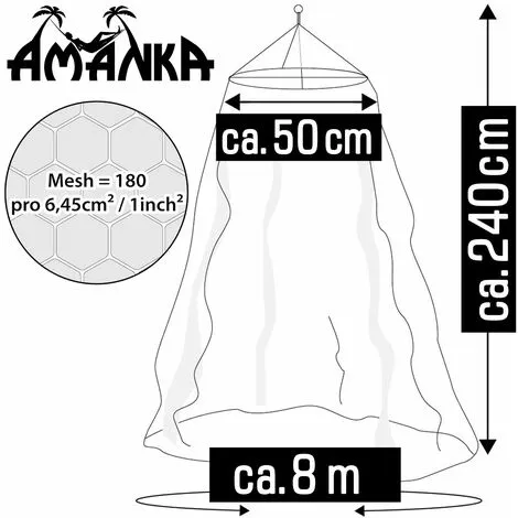 AMANKA Moustiquaire 2,4x8 M Étoile Baldaquin Ciel De Lit Mosquito Net - Weiss 2 AMANKA Moustiquaire 2,4x8 M Étoile Baldaquin Ciel De Lit Mosquito Net - Weiss – Image 2