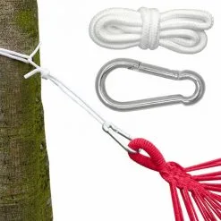 AMANKA Ensemble De Fixation Pour Hamacs Et Balançoires | Kit Complet Incl Cordes Et Mousquetons | Poids Max Supporté 160 Kg - Weiss
