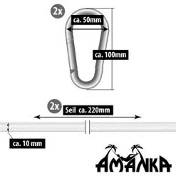 AMANKA Ensemble De Fixation Pour Hamacs Et Balançoires | Kit Complet Incl Cordes Et Mousquetons | Poids Max Supporté 160 Kg - Weiss -AMANKA Soldes Boutique 12736465 4
