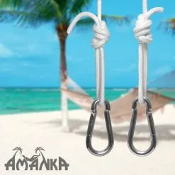AMANKA Ensemble De Fixation Pour Hamacs Et Balançoires | Kit Complet Incl Cordes Et Mousquetons | Poids Max Supporté 160 Kg - Weiss -AMANKA Soldes Boutique 12736465 5