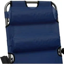 AMANKA Chaise Longue Inclinable Et Pliante |Transat De Jardin 153 Cm + Appuie-tête Amovible + Repose-jambes Et Dossier Inclinables | Bleu Foncé - Blau -AMANKA Soldes Boutique 12736471 5