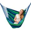 AMANKA Hamac 110x145cm Siège Suspendu En Toile Chaise Suspendue Balançoire En Coton Max 150kg Rayures Bleues Et Vertes - Bunt