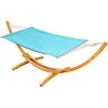 AMANKA Hamac XXL Avec Support En Bois Naturel Chaise Longue Suspendue Pour Jardin - Blau