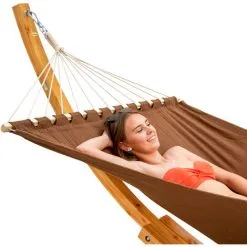 AMANKA Hamac XXL Avec Support En Bois Naturel Chaise Longue Suspendue Pour Jardin - Braun -AMANKA Soldes Boutique 14375183 3