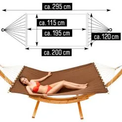 AMANKA Hamac XXL Avec Support En Bois Naturel Chaise Longue Suspendue Pour Jardin - Braun -AMANKA Soldes Boutique 14375183 5