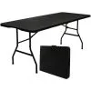 AMANKA Table De Jardin Pliante 180 X 74 Cm - 6 Personnes - Table à Manger Noire - Schwarz