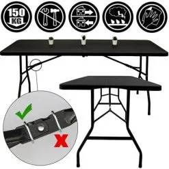 AMANKA Table De Jardin Pliante 180 X 74 Cm - 6 Personnes - Table à Manger Noire - Schwarz -AMANKA Soldes Boutique 18815876 3