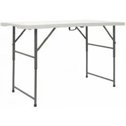 AMANKA Table De Jardin Pliante 120 X 60 Cm - Hauteur Réglable 110kg Imperméable - Weiss