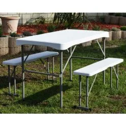 AMANKA Table De Jardin Pliante 120 X 60 Cm - Hauteur Réglable 110kg Imperméable - Weiss -AMANKA Soldes Boutique 19577672 4