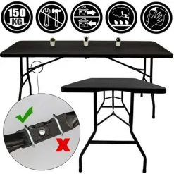 AMANKA Ensemble De Meubles De Jardin Table De 180cm 4 Chaises Pliable Aspect Rotin Noir - Schwarz 8 AMANKA Ensemble De Meubles De Jardin Table De 180cm 4 Chaises Pliable Aspect Rotin Noir - Schwarz -AMANKA Soldes Boutique 20205793 4