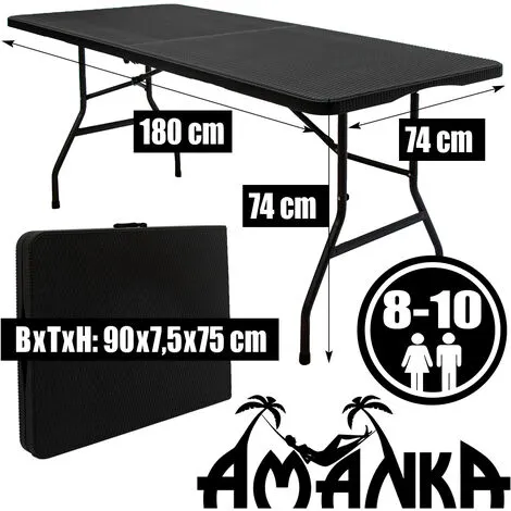 AMANKA Ensemble De Meubles De Jardin Table De 180cm 8 Chaises Pliable Aspect Rotin Noir - Schwarz 3 AMANKA Ensemble De Meubles De Jardin Table De 180cm 8 Chaises Pliable Aspect Rotin Noir - Schwarz – Image 3