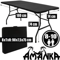 AMANKA Ensemble De Meubles De Jardin Table De 180cm 6 Chaises Pliable Aspect Rotin Noir - Schwarz 7 AMANKA Ensemble De Meubles De Jardin Table De 180cm 6 Chaises Pliable Aspect Rotin Noir - Schwarz -AMANKA Soldes Boutique 20337340 3