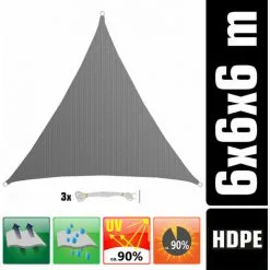AMANKA Soldes Boutique 14 AMANKA Voile D'ombrage UV 6x6x6 M HDPE Triangle Protection Solaire Toile De Balcon Gris - Grau