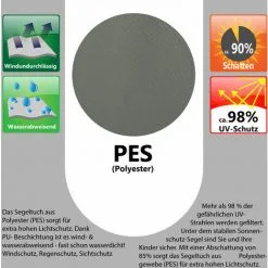 AMANKA UPF50+ Voile D'ombrage UV 2x3 M Polyester Rectangle Protection Hydrofuge Gris - Grau -AMANKA Soldes Boutique 23261601 5