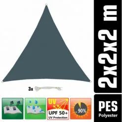 AMANKA UPF50+ Voile D'ombrage UV 2x2x2 Polyester Triangle Protection Hydrofuge Gris - Grau