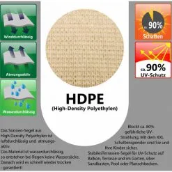 AMANKA Voile D'ombrage UV 3x3x4,25 HDPE Triangle Protection Solaire Toile Ivoire - Beige -AMANKA Soldes Boutique 23261677 5