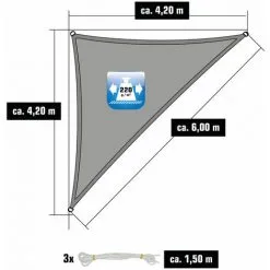 AMANKA Voile D'ombrage UV 4,2x4,2x6 HDPE Triangle Protection Solaire Toile Gris - Grau -AMANKA Soldes Boutique 23261690 4