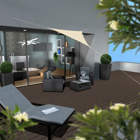 AMANKA Voile D'ombrage UV 2x2x2 HDPE Triangle Protection Solaire Balcon Beige - Beige 2 AMANKA Voile D'ombrage UV 2x2x2 HDPE Triangle Protection Solaire Balcon Beige - Beige – Image 2