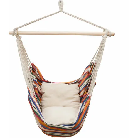 AMANKA Chaise Suspendue Avec 2 Coussins Réversibles Balançoire D'extérieur Pour Balcon - Bunt 1 AMANKA Chaise Suspendue Avec 2 Coussins Réversibles Balançoire D'extérieur Pour Balcon - Bunt