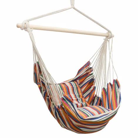 AMANKA Chaise Suspendue Avec 2 Coussins Réversibles Balançoire D'extérieur Pour Balcon - Bunt 2 AMANKA Chaise Suspendue Avec 2 Coussins Réversibles Balançoire D'extérieur Pour Balcon - Bunt – Image 2