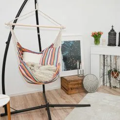 AMANKA Cadre De Chaise Suspendue Avec Siège 215cm Supporte Jusqu'à 120kg + 2 Coussins - Bunt 8 AMANKA Cadre De Chaise Suspendue Avec Siège 215cm Supporte Jusqu'à 120kg + 2 Coussins - Bunt -AMANKA Soldes Boutique 35534256 4