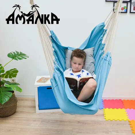 AMANKA Cadre De Chaise Suspendue Avec Siège 215cm Supporte Jusqu'à 120kg Set 2 Coussins - Blau 3 AMANKA Cadre De Chaise Suspendue Avec Siège 215cm Supporte Jusqu'à 120kg Set 2 Coussins - Blau – Image 3