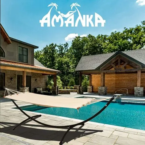 AMANKA Hamac D'Extérieur Avec Barre 190x80 Hamac De Jardin Jusqu'à 100kg Toile Beige - Beige 3 AMANKA Hamac D'Extérieur Avec Barre 190x80 Hamac De Jardin Jusqu'à 100kg Toile Beige - Beige – Image 3