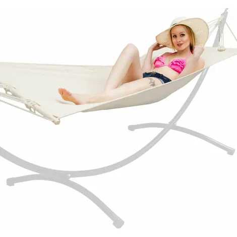 AMANKA Hamac D'Extérieur Avec Barre 190x80 Hamac De Jardin Jusqu'à 100kg Toile Beige - Beige 4 AMANKA Hamac D'Extérieur Avec Barre 190x80 Hamac De Jardin Jusqu'à 100kg Toile Beige - Beige – Image 4