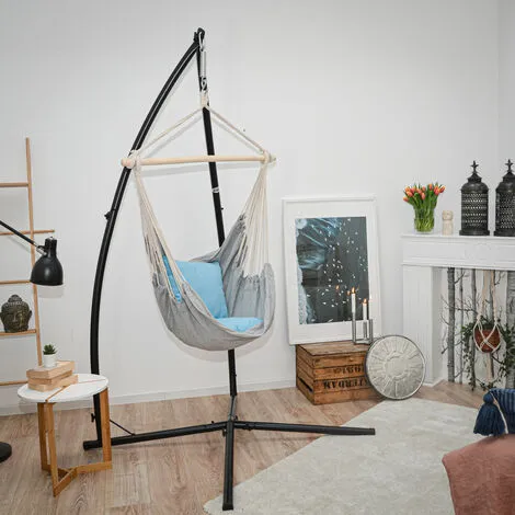 AMANKA Cadre De Chaise Suspendue Avec Siège 215cm Supporte Jusqu'à 120kg Set 2 Coussins - Grau 4 AMANKA Cadre De Chaise Suspendue Avec Siège 215cm Supporte Jusqu'à 120kg Set 2 Coussins - Grau – Image 4