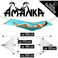 AMANKA Double Hamac Avec Support à 120 Kg 200x120cm Structure Extérieure En Métal Cadre - Blau -AMANKA Soldes Boutique 35534999 4
