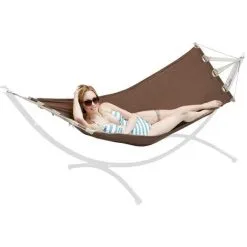 AMANKA Hamac D'Extérieur Avec Barre 190x80 Hamac De Jardin Jusqu'à 100kg Coton Marron - Braun 7 AMANKA Hamac D'Extérieur Avec Barre 190x80 Hamac De Jardin Jusqu'à 100kg Coton Marron - Braun -AMANKA Soldes Boutique 35568045 3