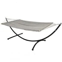 AMANKA Double Hamac Avec Support à 120 Kg 200x120cm Structure Extérieure En Métal Cadre - Grau